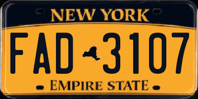 NY license plate FAD3107