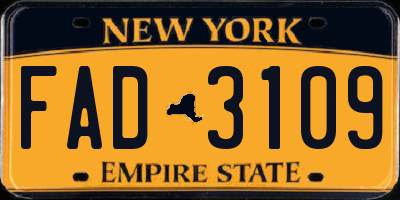 NY license plate FAD3109