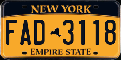 NY license plate FAD3118