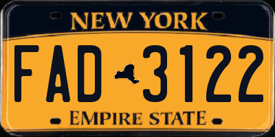 NY license plate FAD3122