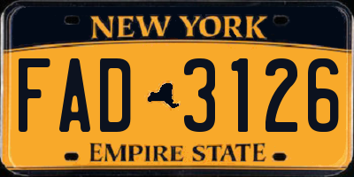 NY license plate FAD3126