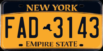 NY license plate FAD3143