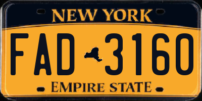 NY license plate FAD3160