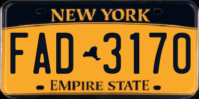 NY license plate FAD3170