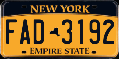 NY license plate FAD3192