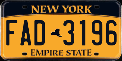 NY license plate FAD3196