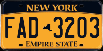 NY license plate FAD3203