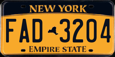 NY license plate FAD3204