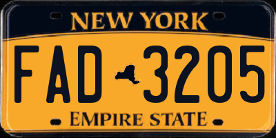 NY license plate FAD3205