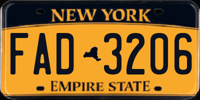 NY license plate FAD3206