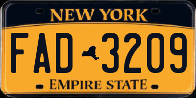 NY license plate FAD3209