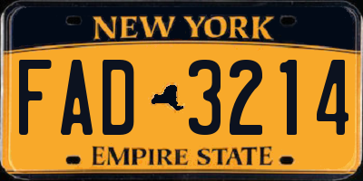 NY license plate FAD3214