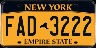 NY license plate FAD3222