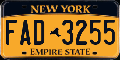 NY license plate FAD3255