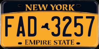 NY license plate FAD3257