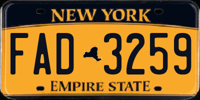 NY license plate FAD3259
