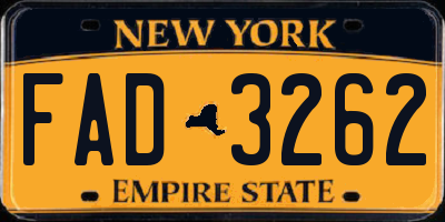 NY license plate FAD3262