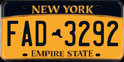 NY license plate FAD3292