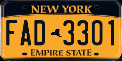 NY license plate FAD3301