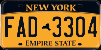 NY license plate FAD3304