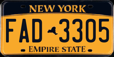 NY license plate FAD3305