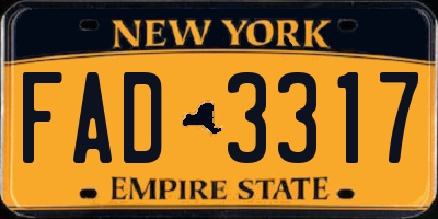 NY license plate FAD3317