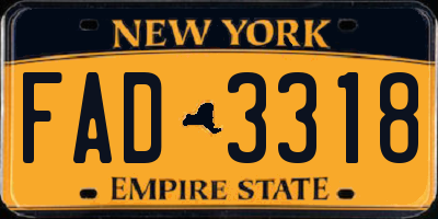 NY license plate FAD3318