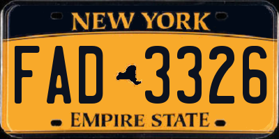 NY license plate FAD3326