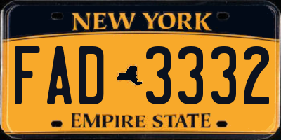 NY license plate FAD3332
