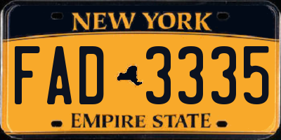 NY license plate FAD3335