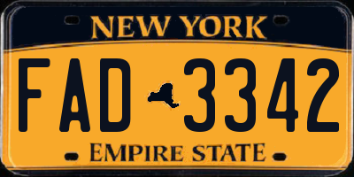 NY license plate FAD3342