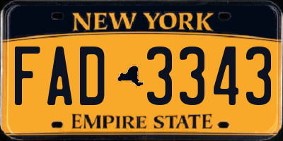 NY license plate FAD3343