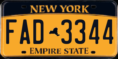 NY license plate FAD3344