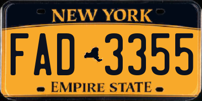 NY license plate FAD3355