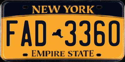 NY license plate FAD3360