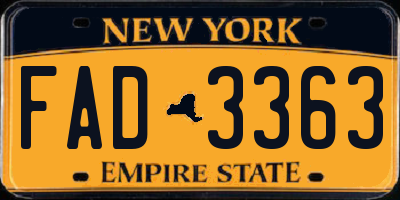 NY license plate FAD3363