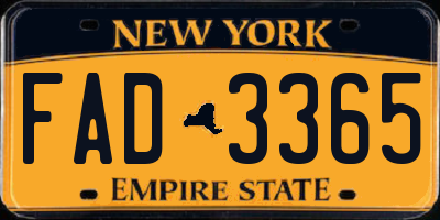 NY license plate FAD3365