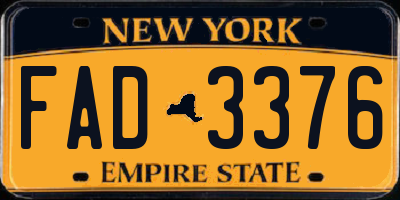 NY license plate FAD3376