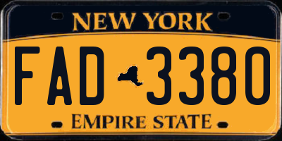 NY license plate FAD3380