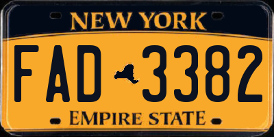 NY license plate FAD3382