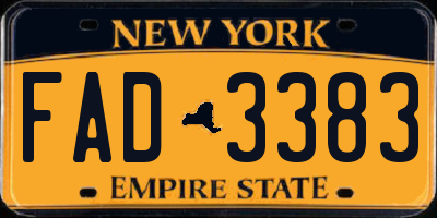NY license plate FAD3383