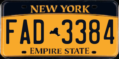 NY license plate FAD3384