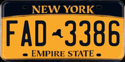 NY license plate FAD3386