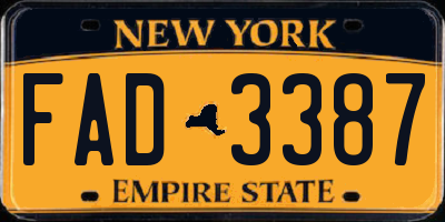 NY license plate FAD3387