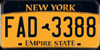 NY license plate FAD3388