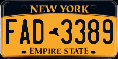 NY license plate FAD3389