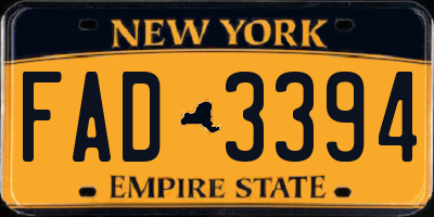 NY license plate FAD3394
