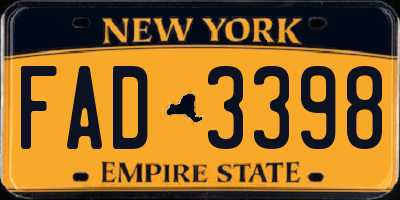 NY license plate FAD3398