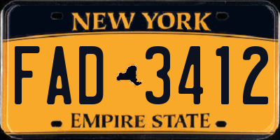 NY license plate FAD3412