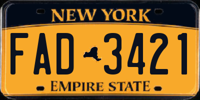 NY license plate FAD3421